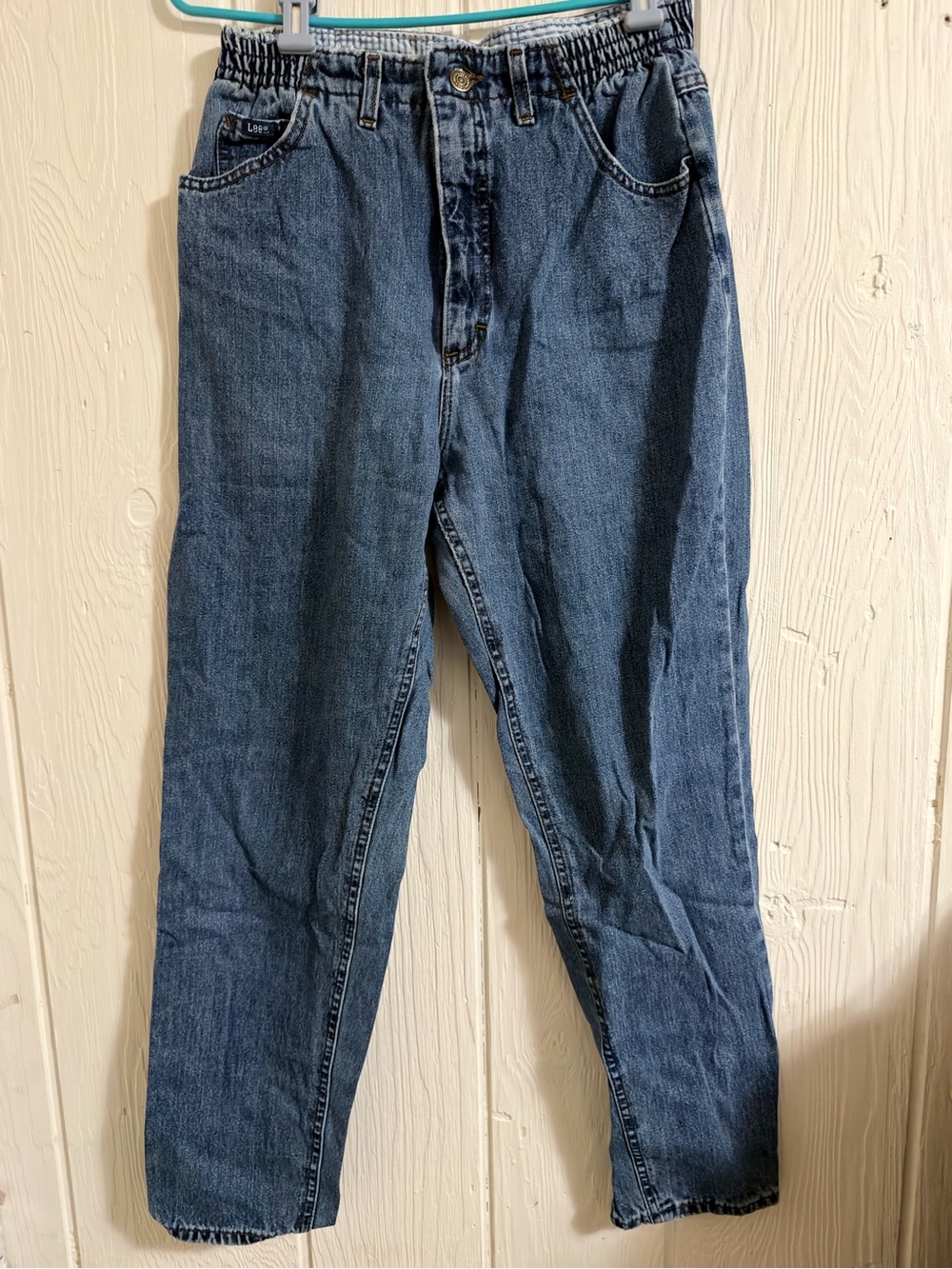 Lee Blue Denim Jeans with Tan Leather Patch